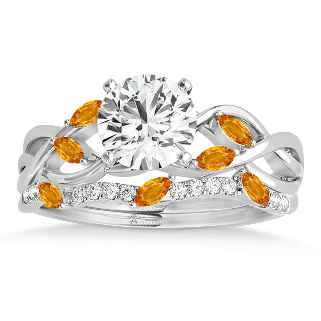 Marquise Citrine & Diamond Bridal Set Setting Platinum (0.43ct)