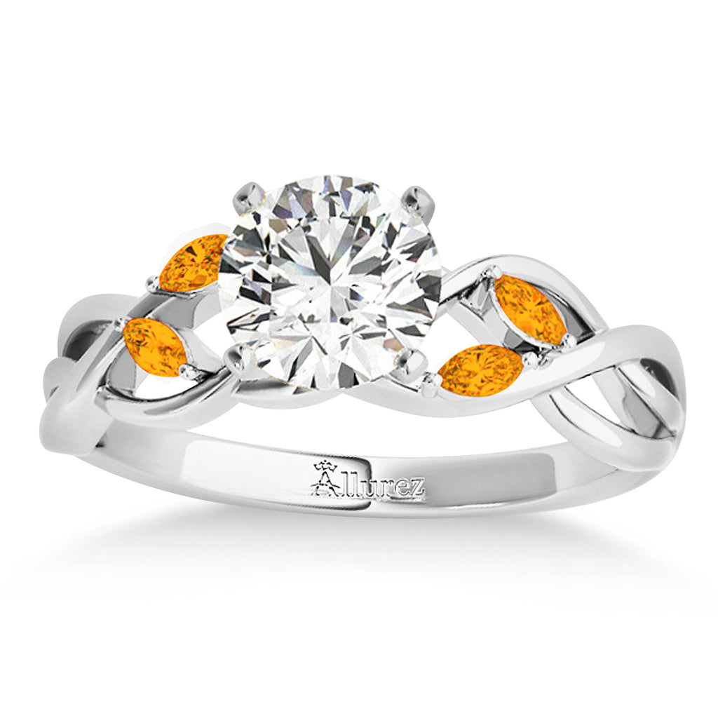 Marquise Citrine & Diamond Bridal Set Setting Platinum (0.43ct)