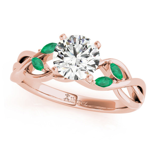 Twisted Round Emeralds & Moissanites Bridal Sets 14k Rose Gold (1.23ct)