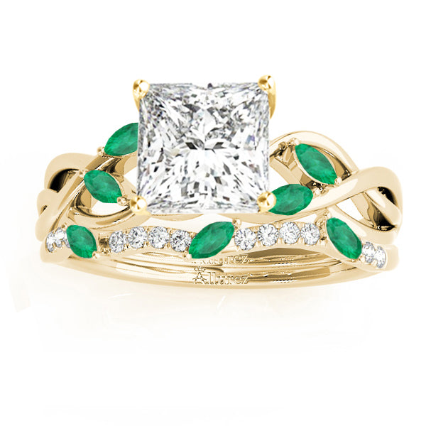 Twisted Princess Emeralds & Diamonds Bridal Sets 14k Yellow Gold (1.23ct)