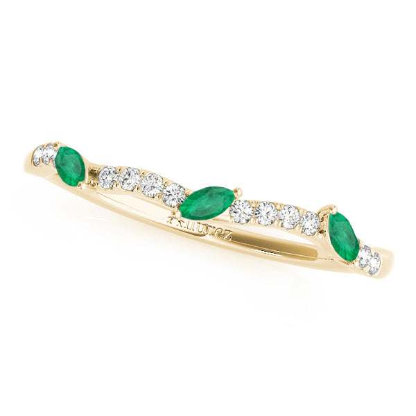 Marquise Emerald & Diamond Bridal Set Setting 14k Yellow Gold (0.43ct)