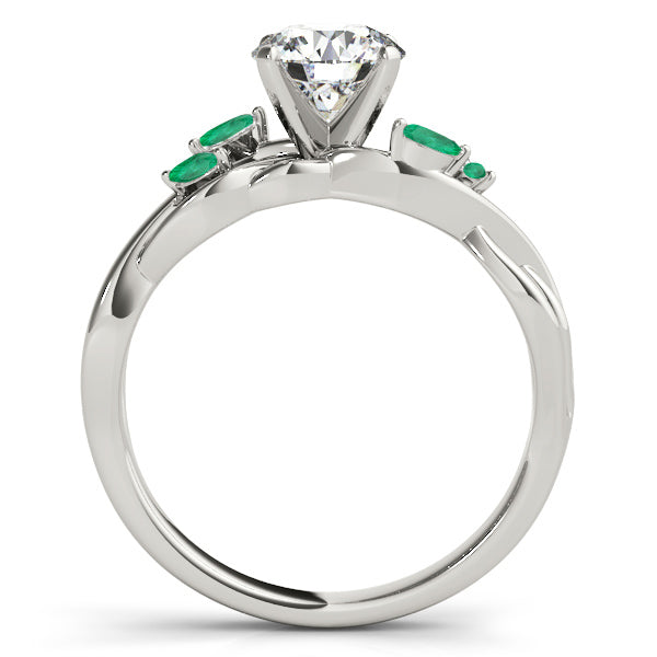 Marquise Emerald & Diamond Bridal Set Setting 18k White Gold (0.43ct)