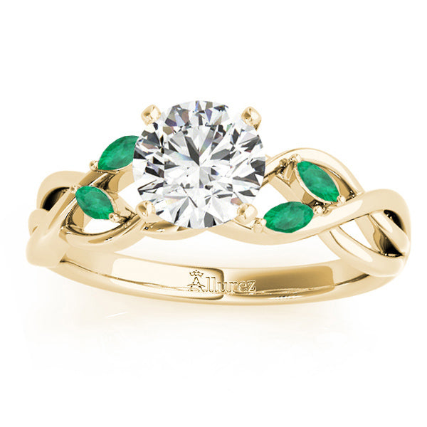 Marquise Emerald & Diamond Bridal Set Setting 18k Yellow Gold (0.43ct)
