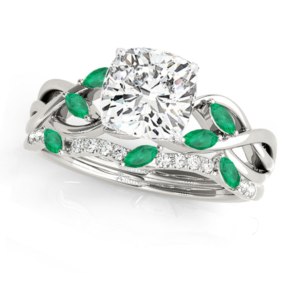 Twisted Cushion Emeralds & Diamonds Bridal Sets Platinum (1.23ct)