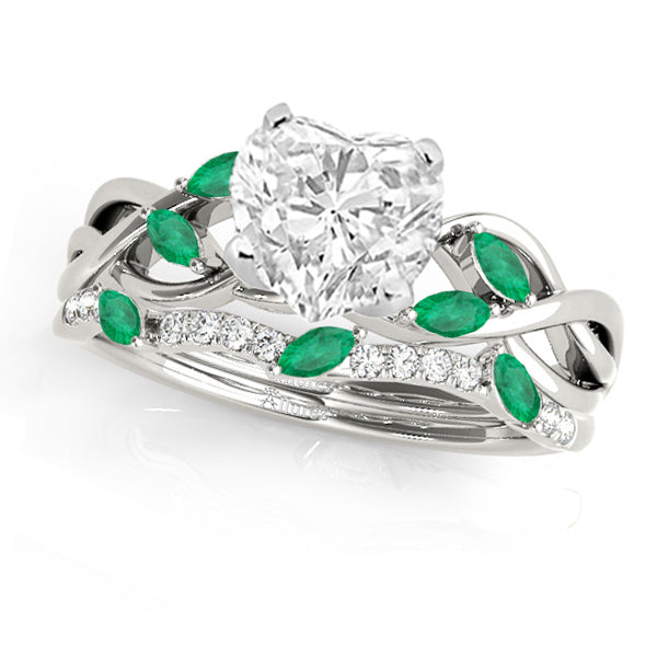 Twisted Heart Emeralds & Diamonds Bridal Sets Platinum (1.73ct)