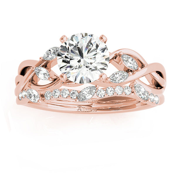 Lab Diamond Marquise Vine Leaf Bridal Set Setting 14k Rose Gold (0.43ct)