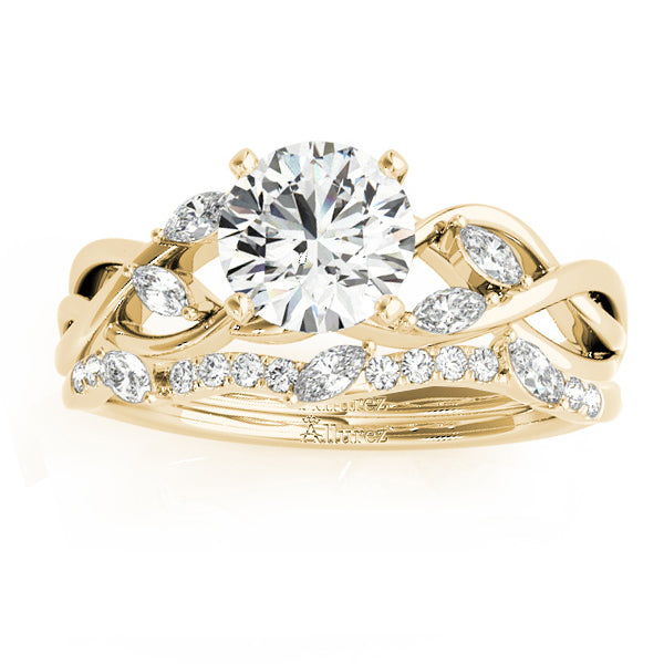 Lab Diamond Marquise Vine Leaf Bridal Set Setting 18k Yellow Gold (0.43ct)