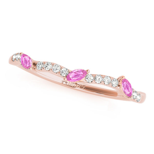 Twisted Princess Pink Sapphires & Diamonds Bridal Sets 14k Rose Gold (1.23ct)