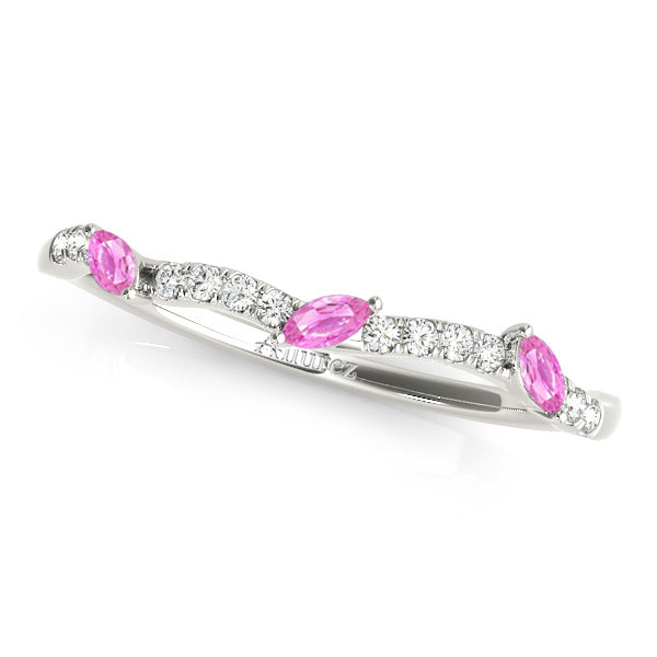 Twisted Princess Pink Sapphires & Diamonds Bridal Sets 14k White Gold (1.23ct)