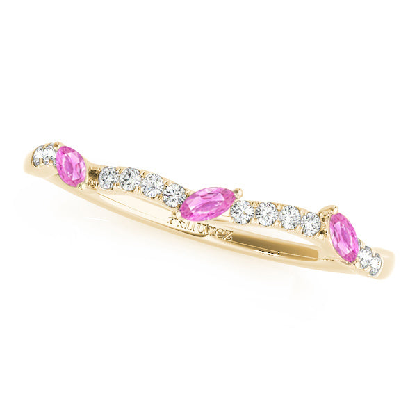 Twisted Princess Pink Sapphires & Diamonds Bridal Sets 14k Yellow Gold (1.73ct)