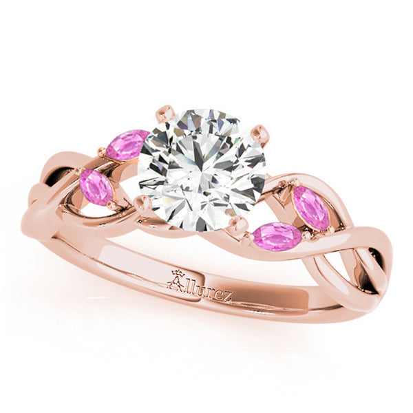 Twisted Round Pink Sapphires & Diamonds Bridal Sets 18k Rose Gold (1.73ct)