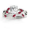 Marquise Ruby & Diamond Bridal Set Setting 14k White Gold (0.43ct)