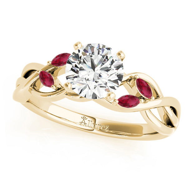 Twisted Round Rubies & Moissanites Bridal Sets 14k Yellow Gold (1.23ct)