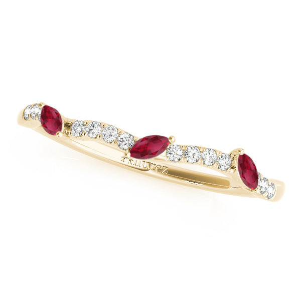 Twisted Round Rubies & Moissanites Bridal Sets 14k Yellow Gold (1.23ct)