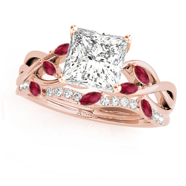 Twisted Princess Rubies & Diamonds Bridal Sets 18k Rose Gold (1.73ct)