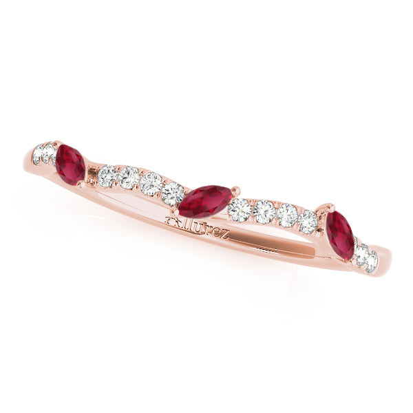 Marquise Ruby & Diamond Bridal Set Setting 18k Rose Gold (0.43ct)
