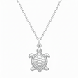 Sea Turtle Charm Nautical Pendant Necklace 14k White Gold