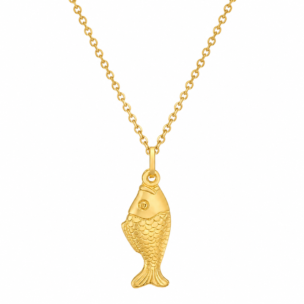 Fancy Fish Polished Nautical Charm Pendant Necklace 14k Yellow Gold