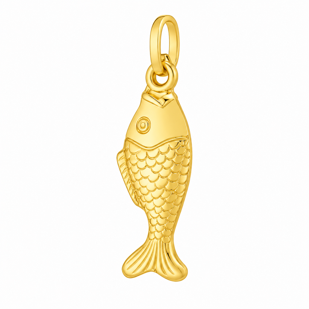 Fancy Fish Polished Nautical Charm Pendant Necklace 14k Yellow Gold