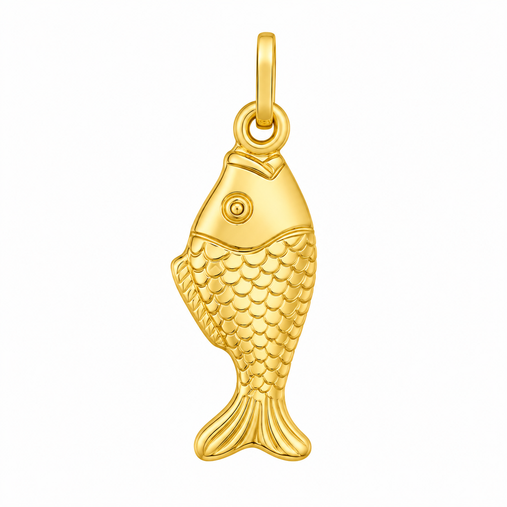 Fancy Fish Polished Nautical Charm Pendant Necklace 14k Yellow Gold