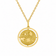 Lucky Disc Charm Textured Medallion Pendant Necklace 14k Yellow Gold