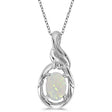 Oval Opal & Diamond Pendant Necklace 14k White Gold (0.55ct)