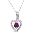 Ruby and Diamond Heart Pendant Necklace 14k White Gold
