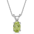 Oval Peridot Solitaire Pendant Necklace in 14K White Gold (0.55ct)