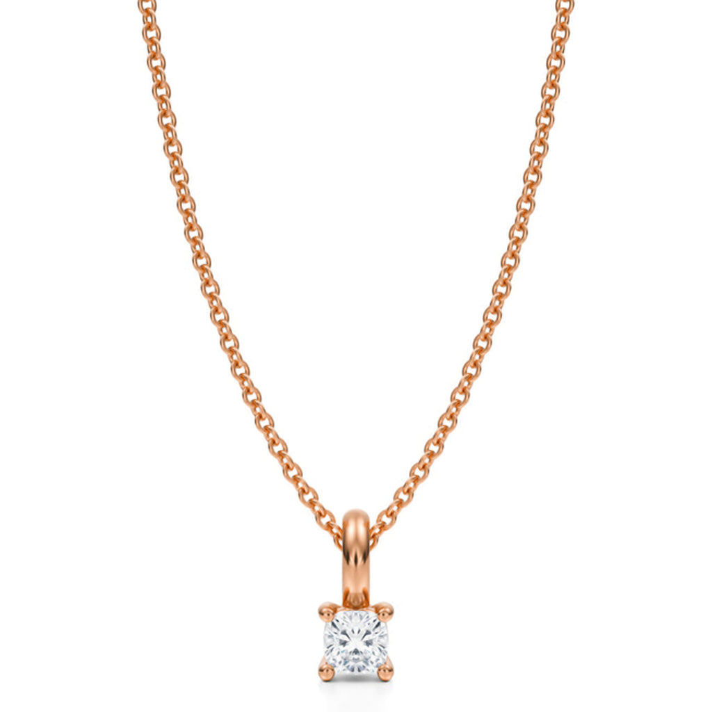 Cushion Solitaire Lab Diamond Pendant Necklace 14K Rose Gold (0.25ct)