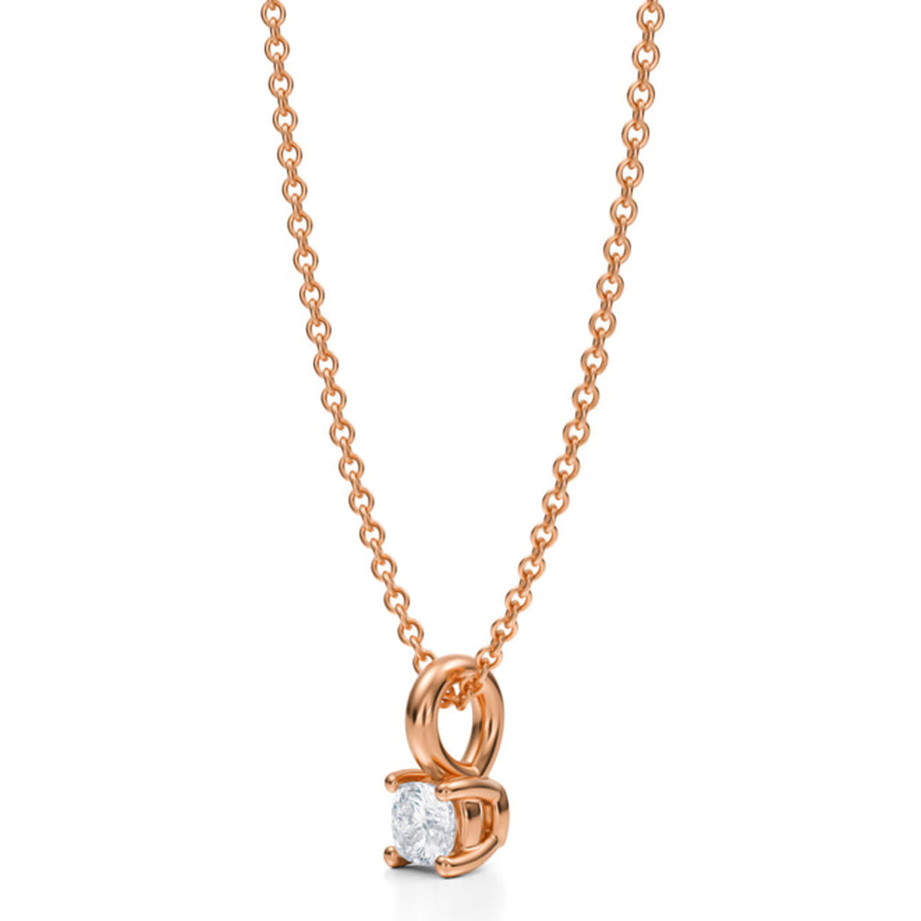Cushion Solitaire Lab Diamond Pendant Necklace 14K Rose Gold (0.25ct)
