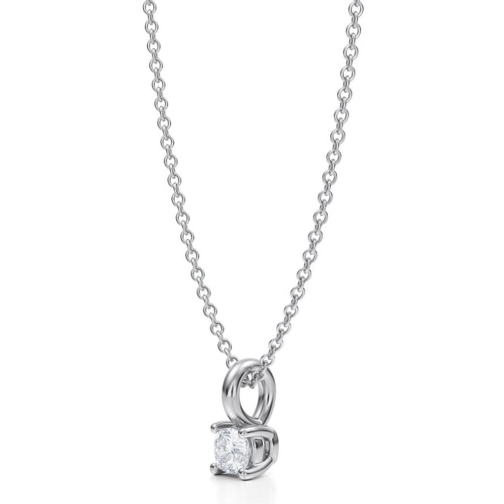 Cushion Solitaire Lab Diamond Pendant Necklace 14K White Gold (0.25ct)