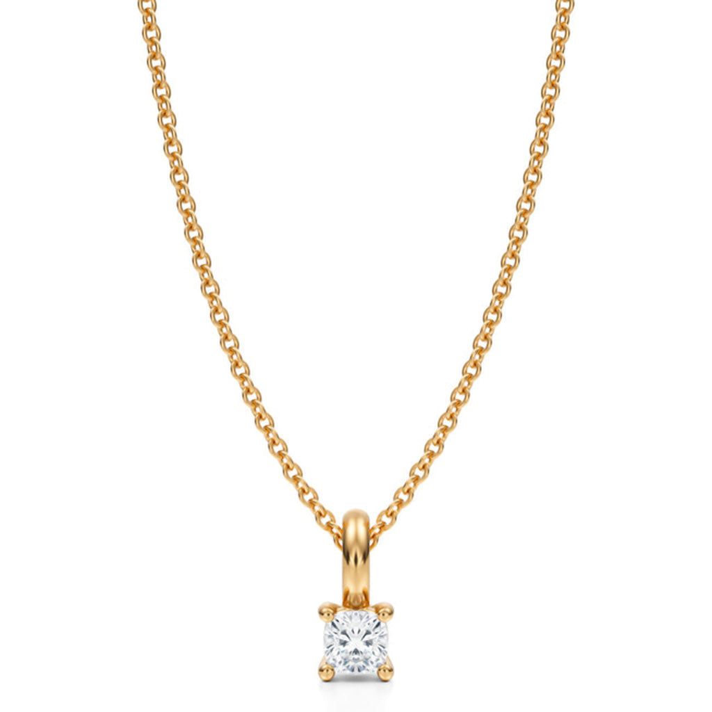 Cushion Solitaire Lab Diamond Pendant Necklace 14K Yellow Gold (0.25ct)