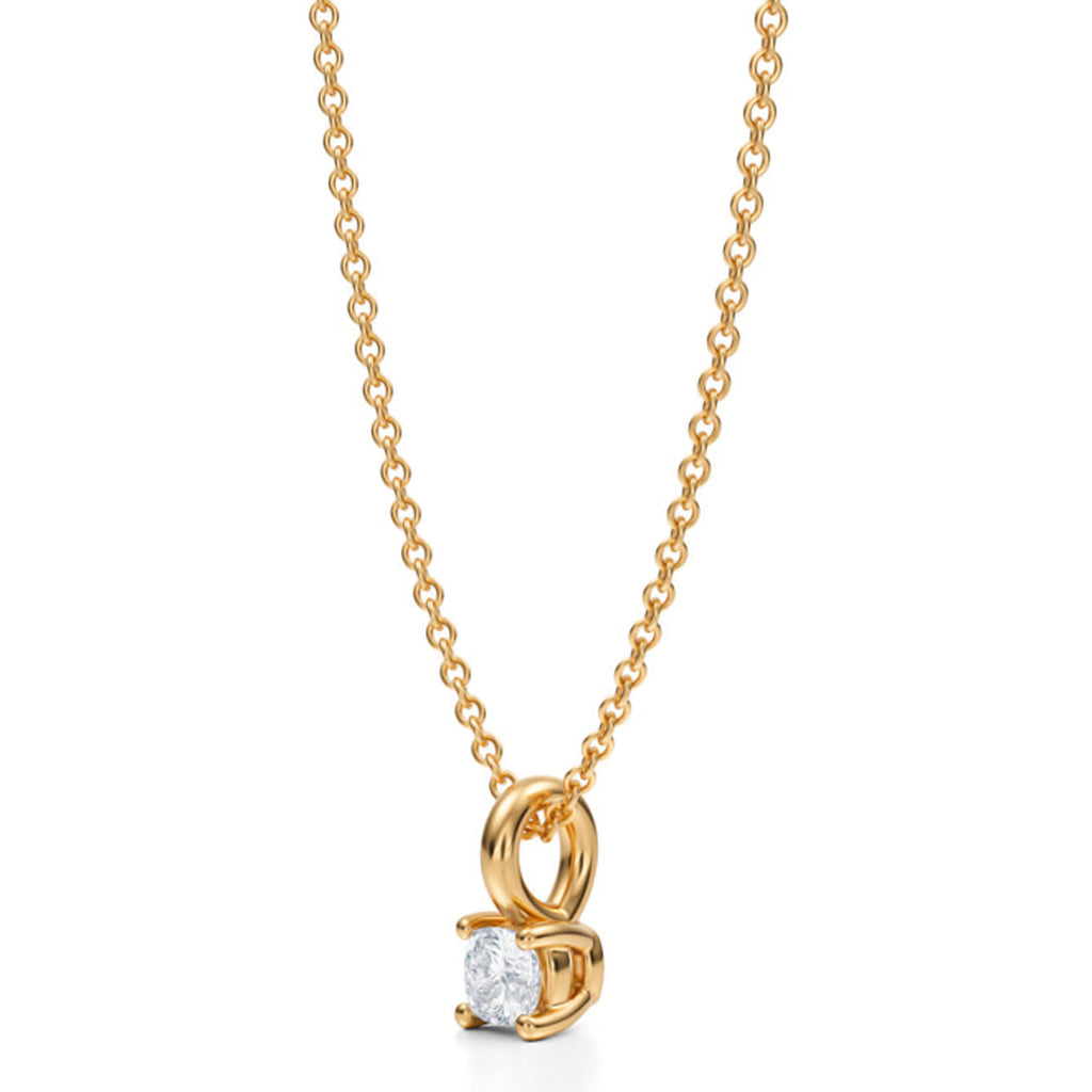 Cushion Solitaire Lab Diamond Pendant Necklace 14K Yellow Gold (0.25ct)