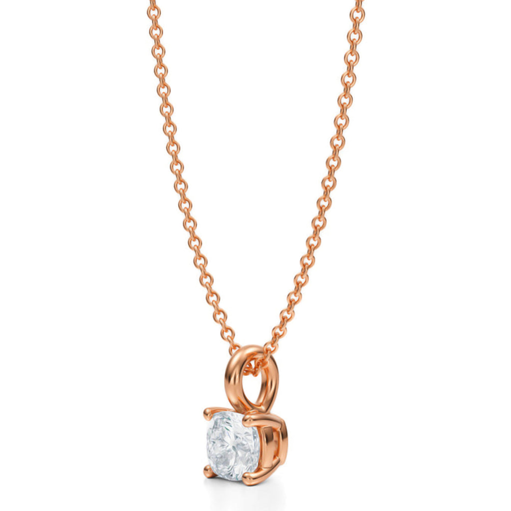 Cushion Solitaire Lab Diamond Pendant Necklace 14K Rose Gold (0.50ct)
