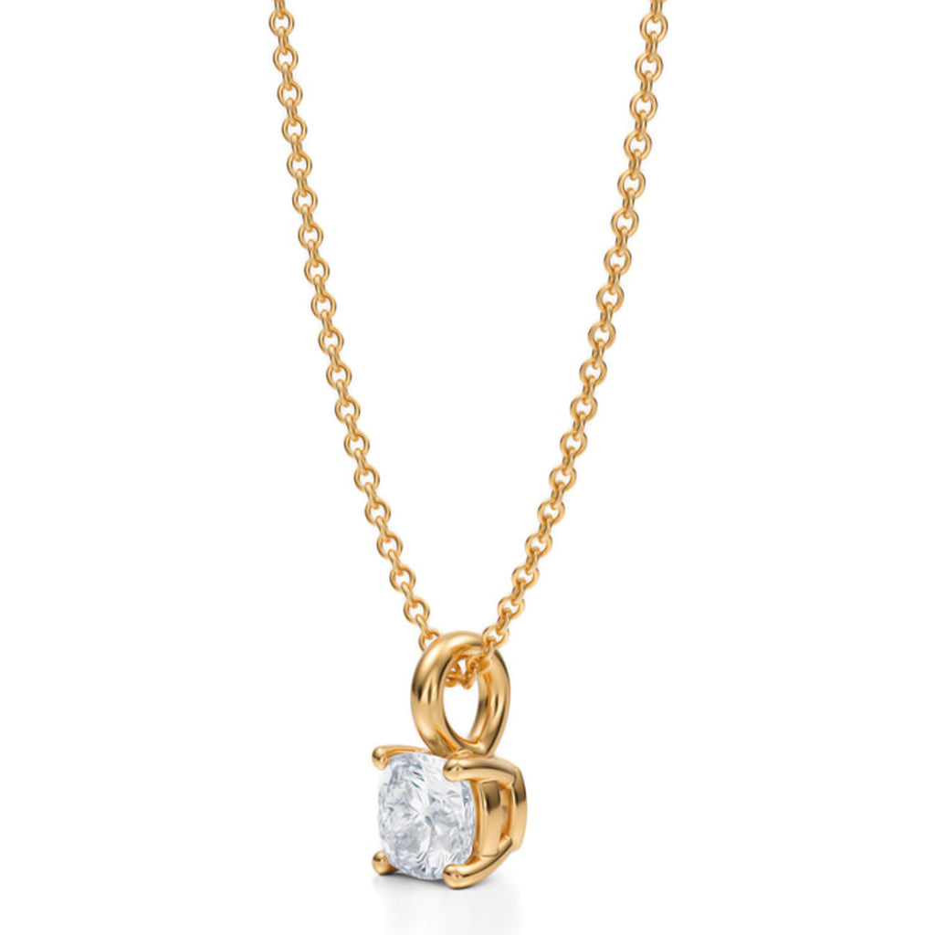 Cushion Solitaire Lab Diamond Pendant Necklace 14K Yellow Gold (0.50ct)