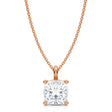 Cushion Solitaire Lab Diamond Pendant Necklace 14K Rose Gold (3.00ct)