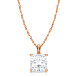 Cushion Solitaire Lab Diamond Pendant Necklace 14K Rose Gold (3.50ct)