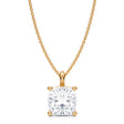 Cushion Solitaire Lab Diamond Pendant Necklace 14K Yellow Gold (3.50ct)