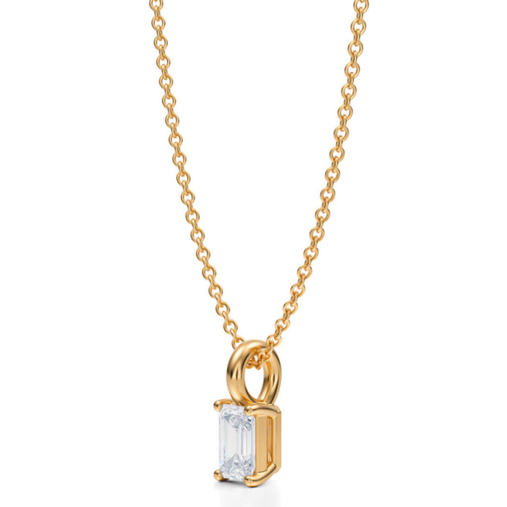 Emerald Lab Diamond 4-Prong Necklace 14K Yellow Gold (0.33ct)