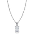Emerald Solitaire Lab Diamond Pendant Necklace 14K White Gold (0.50ct)