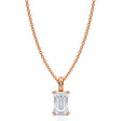 Emerald Solitaire Lab Diamond Pendant Necklace 14K Rose Gold (0.75ct)