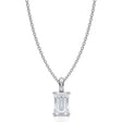 Emerald Solitaire Lab Diamond Pendant Necklace 14K White Gold (0.75ct)