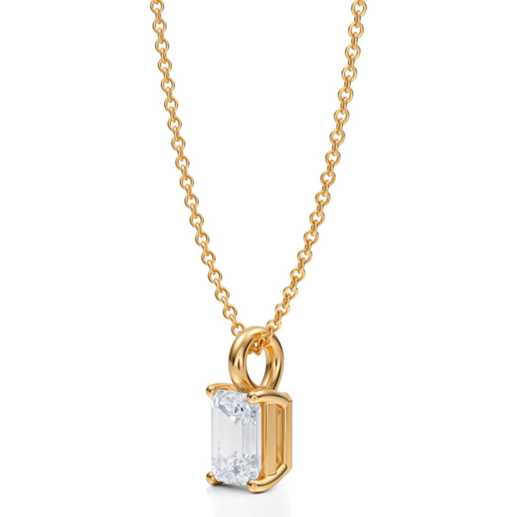 Emerald Lab Diamond 4-Prong Necklace 14K Yellow Gold (0.75ct)