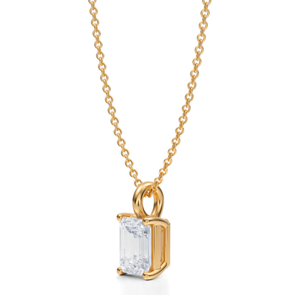 Emerald Lab Diamond 4-Prong Necklace 14K Yellow Gold (1.00ct)