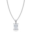 Emerald Solitaire Lab Diamond Pendant Necklace 14K White Gold (1.50ct)