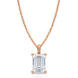 Emerald Solitaire Lab Diamond Pendant Necklace 14K Rose Gold (2.00ct)
