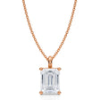 Emerald Solitaire Lab Diamond Pendant Necklace 14K Rose Gold (2.50ct)