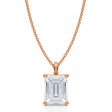 Emerald Solitaire Lab Diamond  Pendant Necklace 14K Rose Gold (3.00ct)