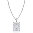 Emerald Solitaire Lab Diamond Pendant Necklace 14K White Gold (3.00ct)