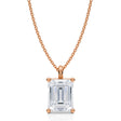 Emerald Solitaire Lab Diamond Pendant Necklace 14K Rose Gold (3.50ct)